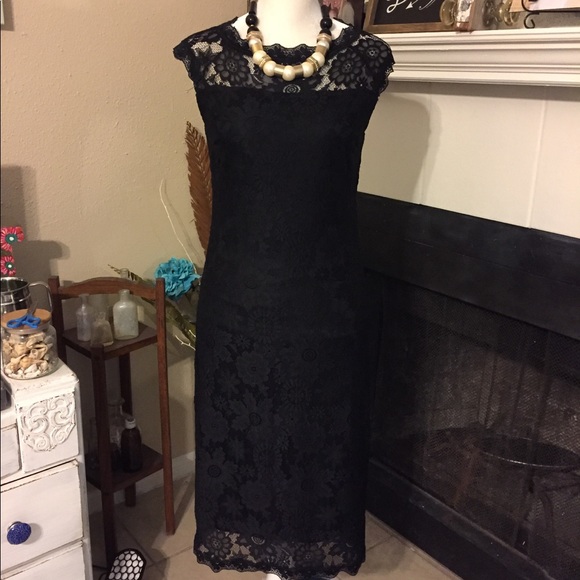Women's Stanzino Women's Lace-Overlay Cocktail Dress: Black/Medium